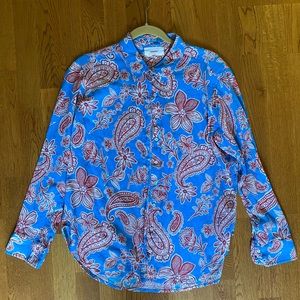 Xirena Capri Blue & Red Paisley Beau Shirt Small S